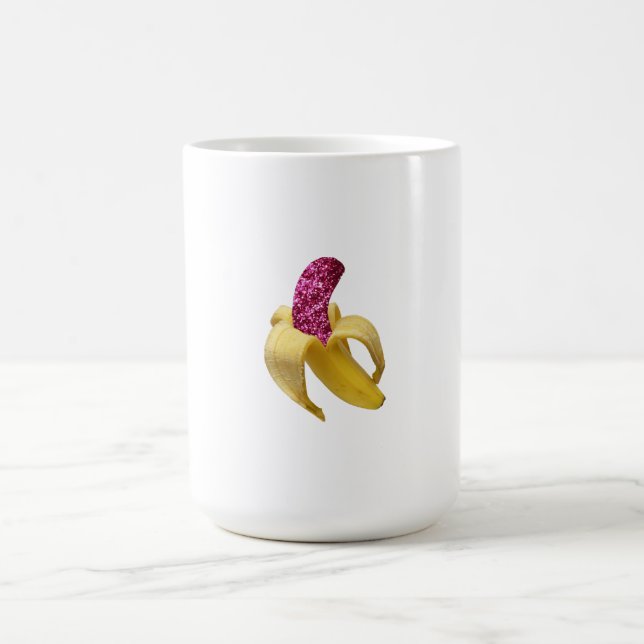 Banana in Imitats Rosa Glitzer sieht köstlich aus Verwandlungstasse (Zentrum)