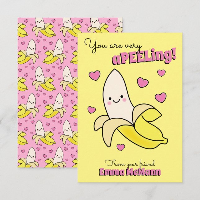 Banana Kids Classroom Valentine Cartes (Devant / Derrière)