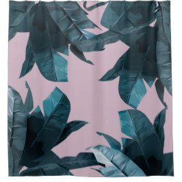 Banana Leaf Print Lilac Duschvorhang