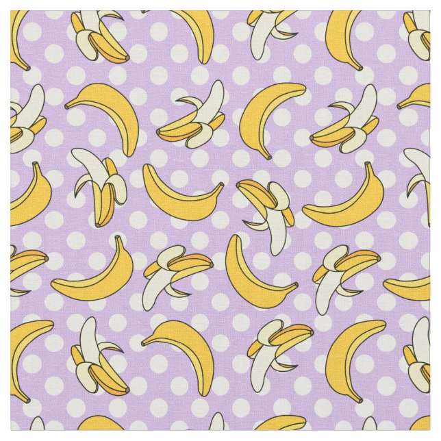 Banana Lila Polka Dot Pattern Stoff (Nahaufnahme)