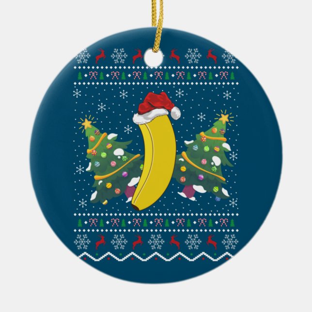 Banana Lover Xmas Geschenk Ugly Banana Weihnachten Keramik Ornament (Vorne)