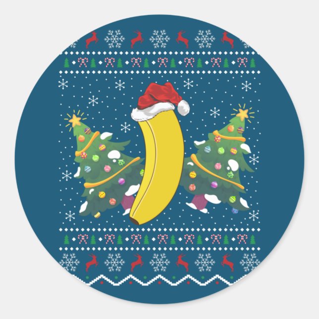 Banana Lover Xmas Geschenk Ugly Banana Weihnachten Runder Aufkleber (Vorderseite)