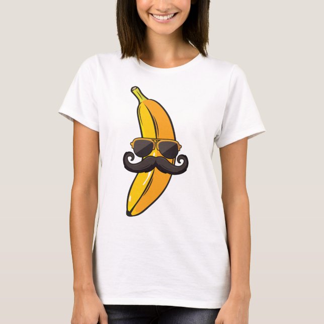 Banana Mustache Sonnenbrille Face Funny Fruit Cool T-Shirt (Vorderseite)