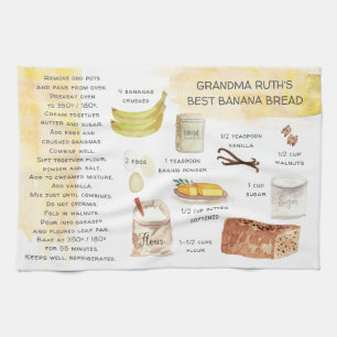 Banana Pain Aquarelle Recette Heirloom Serviettes