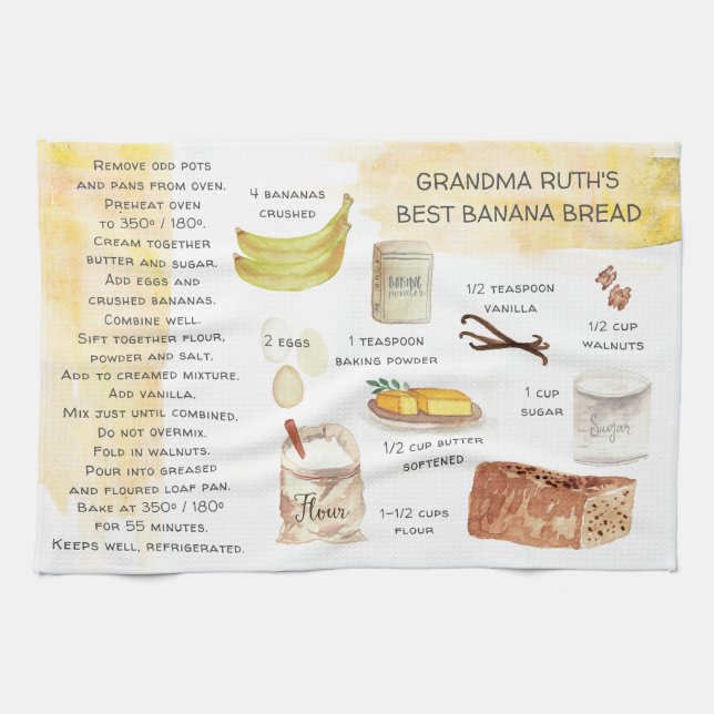 Banana Pain Aquarelle Recette Heirloom Serviettes  (Horizontal)