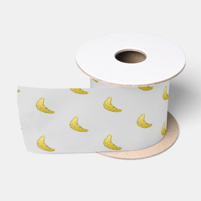 Banana pattern on gray satinband (Spule)