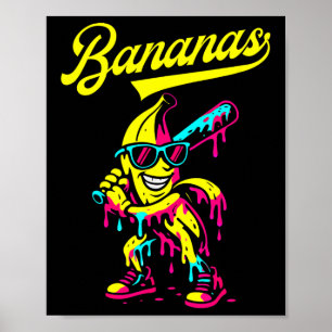 Banana Retro Rücken Popular Frucht Baseball Bana Poster
