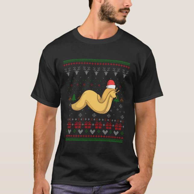 Banana Slug Santa Claus Ugly Pattern T-Shirt (Vorderseite)