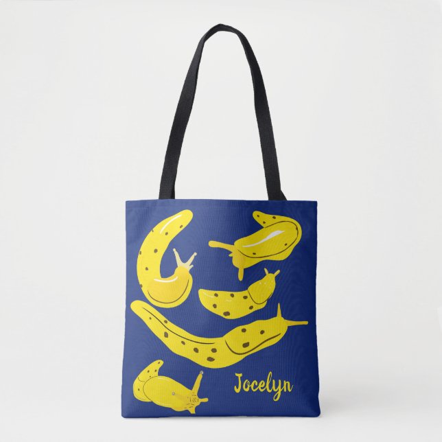 Banana Slugs Gelb und Royal Blue Personalisiert Tasche (Vorderseite)