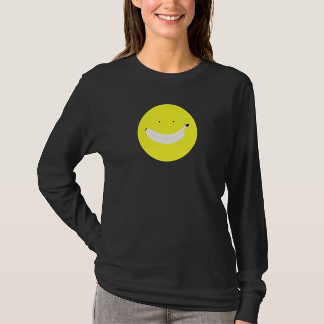 Banana Smile Face Happy Frucht Witziger Spaß Niedl T-Shirt (Vorderseite)