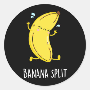 Banana Split Funny Dancing Banana Pub Dark BG Runder Aufkleber