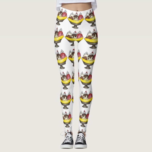 Banana Split Ice Creme Hot Fudge Sundae Feinschmec Leggings (Vorderseite)