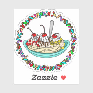 Banana Split und Sprinklen Grenze Aufkleber