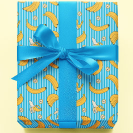 Banana Stripe Vector Muster | Türkisblau Geschenkpapier