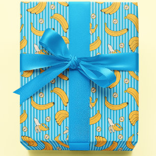Banana Stripe Vector Muster Türkisblau Geschenkpapier