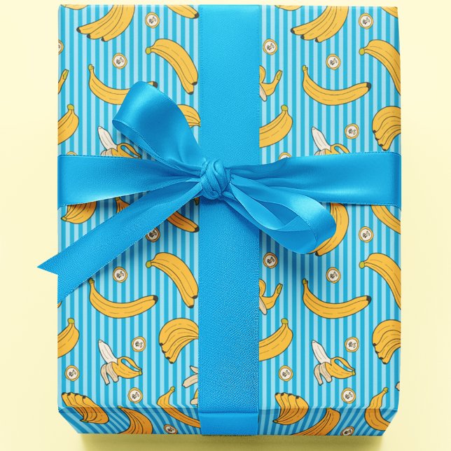 Banana Stripe Vector Muster | Türkisblau Geschenkpapier (Von Creator hochgeladen)