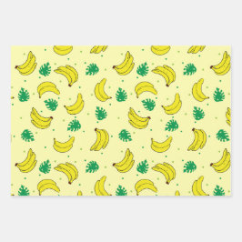 Banana Summer Yellow Tropical Frucht Muster Geschenkpapier Set