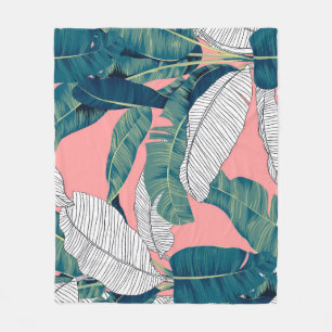 Banana Tree Botanisch: Hell rot nahtlos Fleecedecke