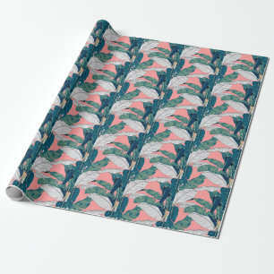 Banana Tree Botanisch: Hell rot nahtlos Geschenkpapier