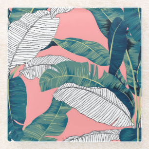 Banana Tree Botanisch: Hell rot nahtlos Glasuntersetzer