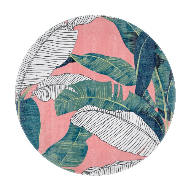 Banana Tree Botanisch: Hell rot nahtlos Schneidebrett (Vorderseite)