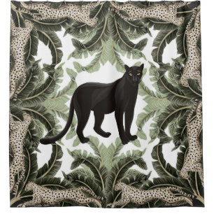 Banana Tree Cheetah Tropical Pattern Duschvorhang