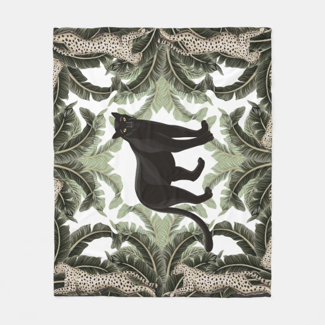 Banana Tree Cheetah Tropical Pattern Fleecedecke (Vorderseite)