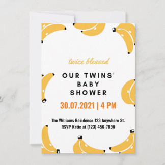 Banana twins baby shower invitation