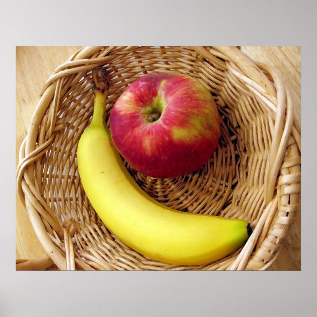 Banana und Apple in einem Korb Poster (Vorne)