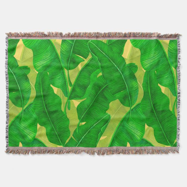 Banana verlasse Aquarellmuster Decke (Vorderseite)