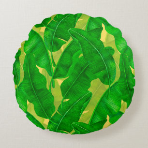 Banana verlasse Aquarellmuster Rundes Kissen