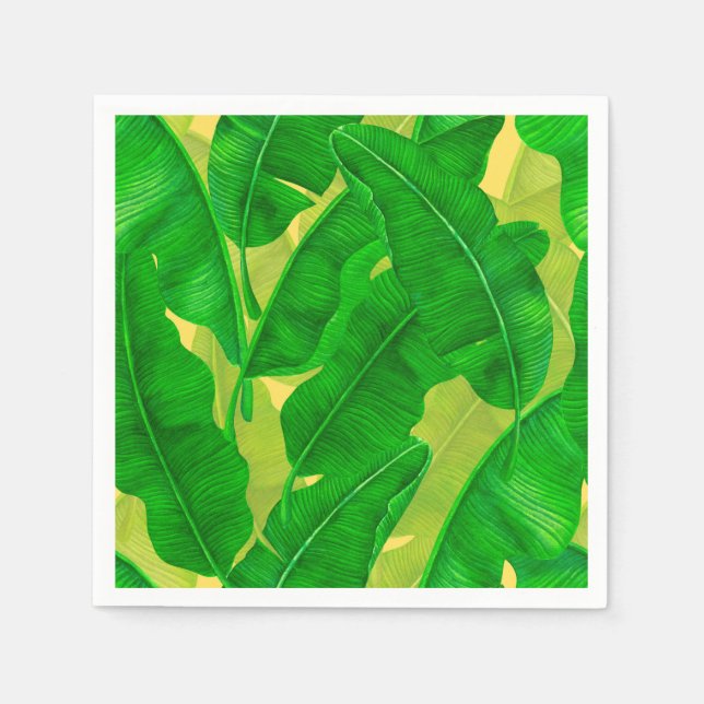 Banana verlasse Aquarellmuster Serviette (Vorderseite)