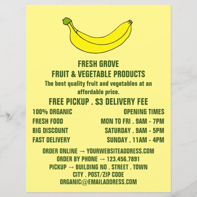Banana, Werbung für Greengrocerts Flyer (Vorne)