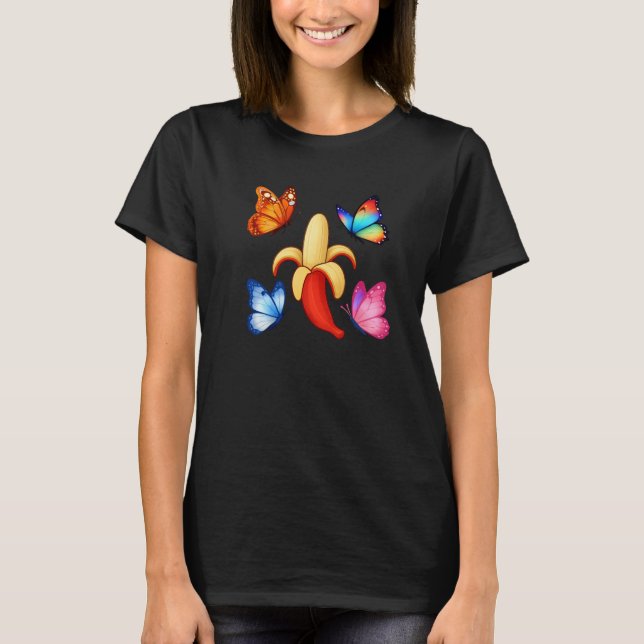 Banana with Colorful Butterflies T-Shirt (Vorderseite)