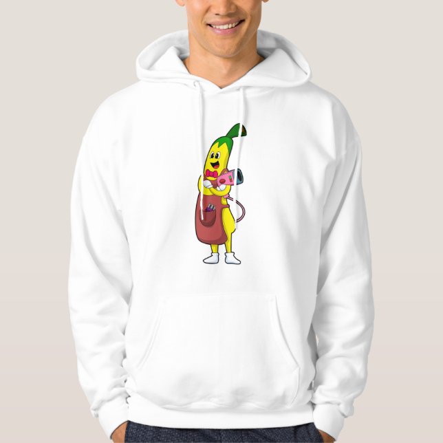 Banane als Friseur mit Fön Hoodie (Vorderseite)