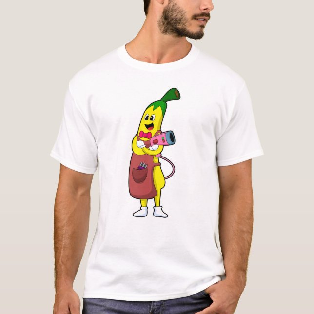 Banane als Friseur mit Fön T-Shirt (Vorderseite)