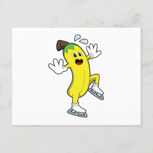 Banane beim Eislaufen mit Schlittschuhen.PNG Postkarte
