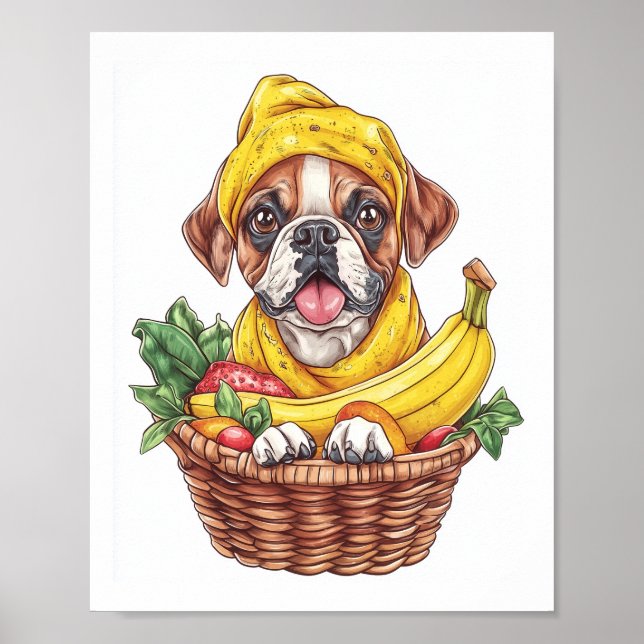 Banane Boxer � Lustiger Frucht Hund Poster (Vorne)