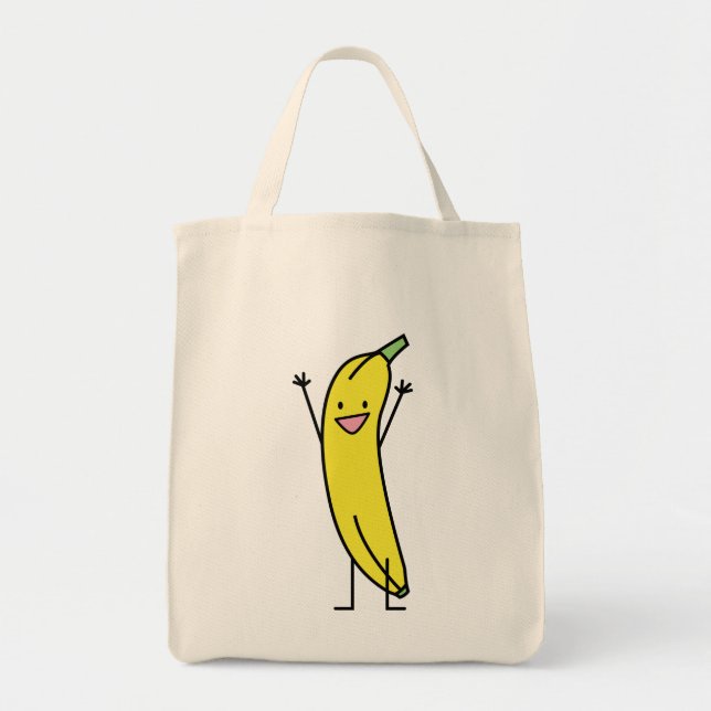 Banane, die glücklich ist, feiernd und jubelt zu tragetasche (Vorne)