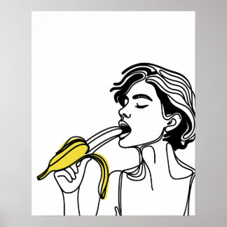 Banane essen Frauen - Art Poster