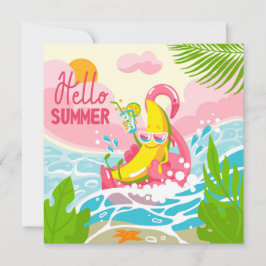 Banane gaie Bonjour Carte de voeux été