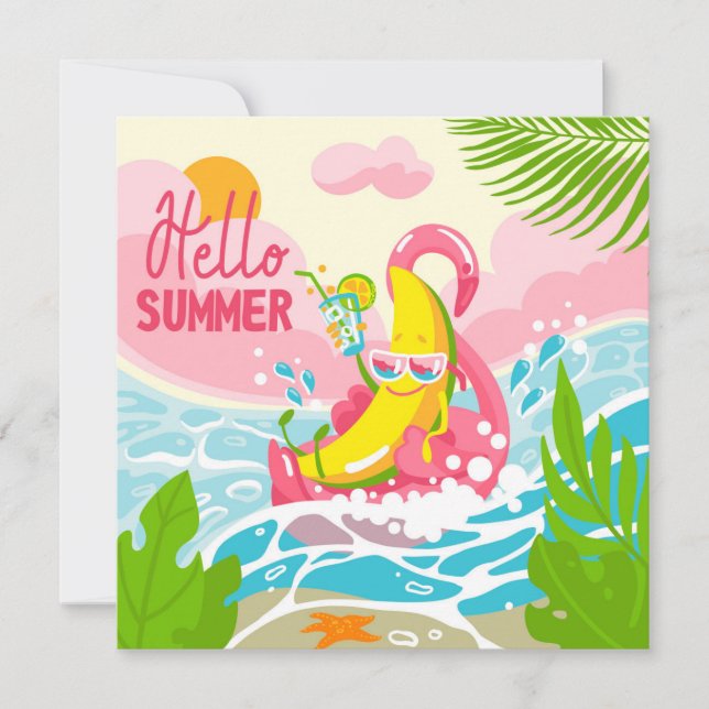 Banane gaie Bonjour Carte de voeux été (Devant)