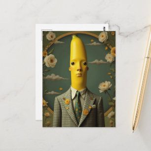 Banane im karierten Anzug Postkarte