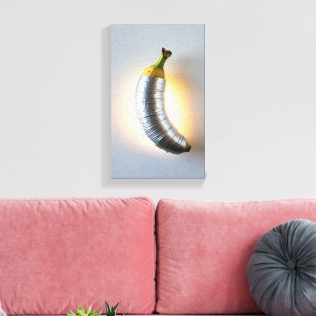 Banane mit exklusivem Premium Duct Leinwanddruck (Insitu (Wohnzimmer))