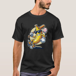 Banane Spielt Baseball Obstliebhaber Baseballspiel T-Shirt