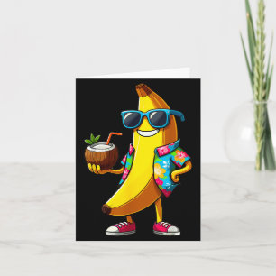 Banane trägt Sonnenbrille und trinkt Kokosnuss Som Karte