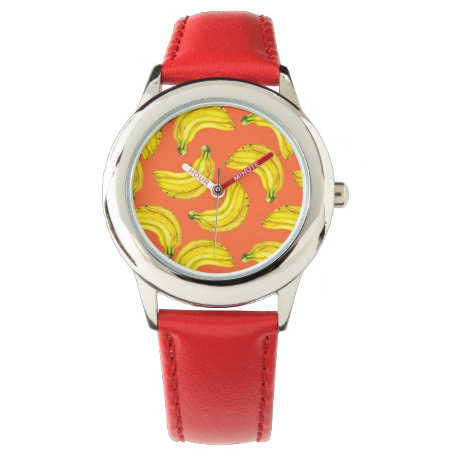Bananen-Aquarell Armbanduhr (Vorderseite)