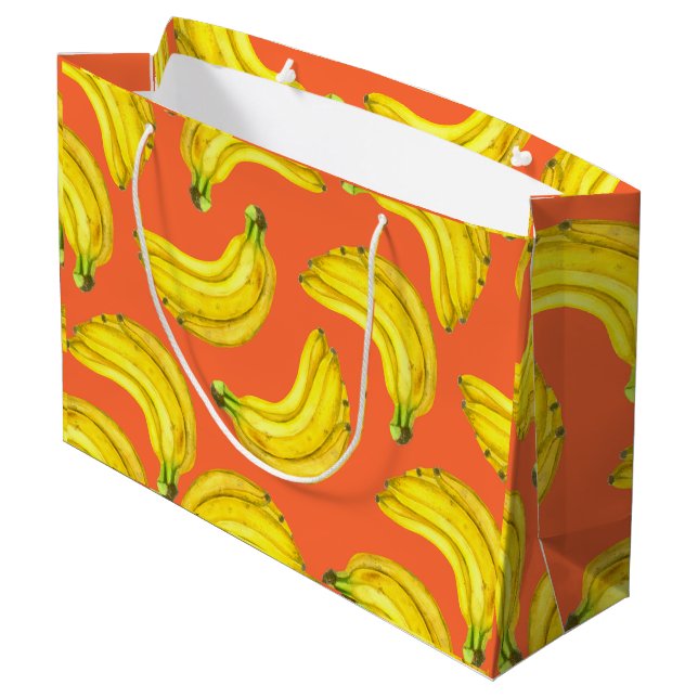 Bananen-Aquarell Große Geschenktüte (Rückseite Schrägansicht)