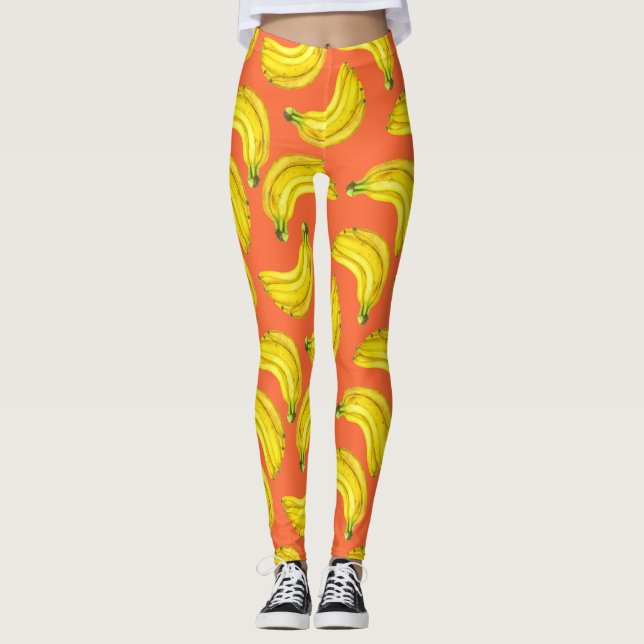 Bananen-Aquarell Leggings (Vorderseite)