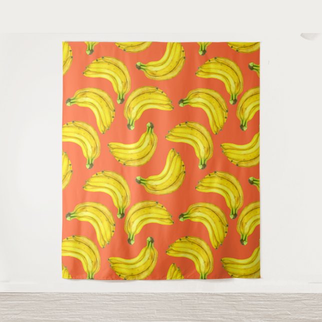 Bananen-Aquarell Wandteppich (Vorderseite)